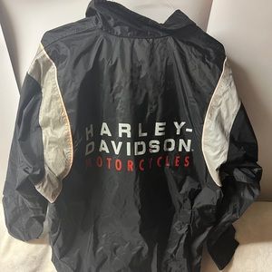 Vintage Harley Davidson Adult Size Small Reflective Black Rain Suit Jacket